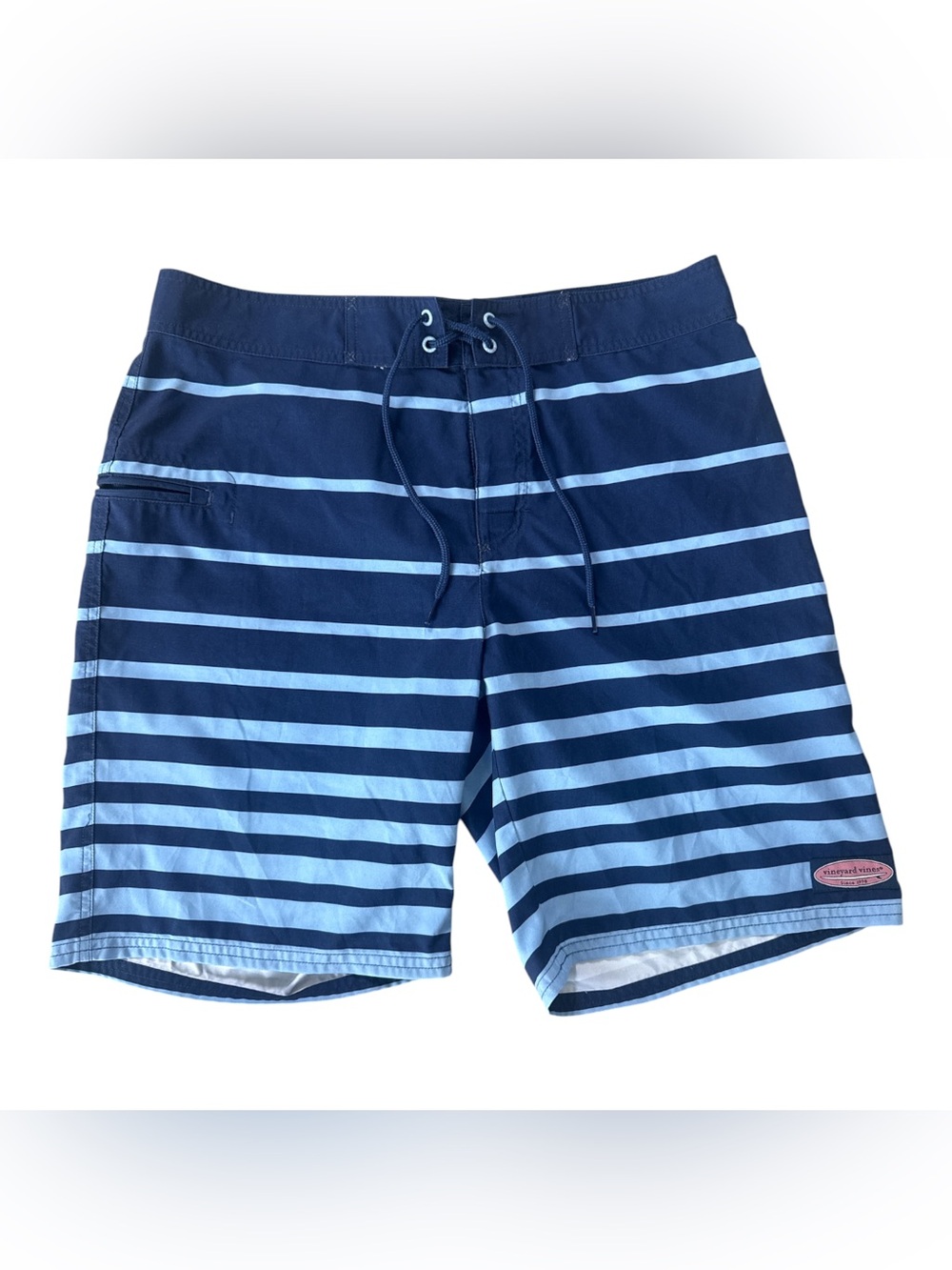 Vineyard Vines Men's Navy & Light Blue Striped Swim Trunks Board Shorts